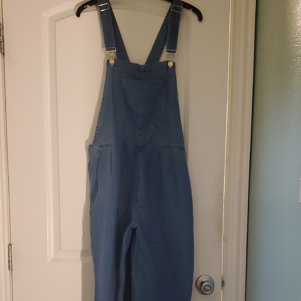 Women's Blue Denim Overalls with Adjustable Straps - Picture 2 of 5